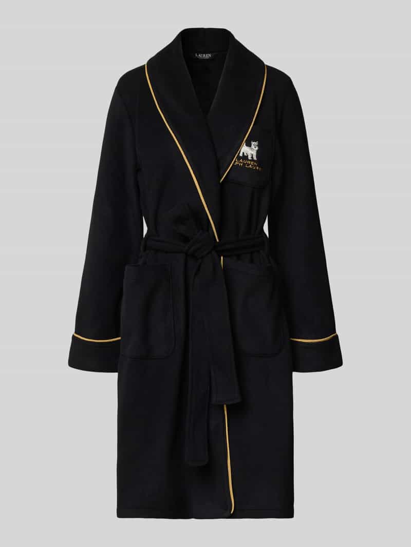 Lauren Ralph Lauren Bademantel mit Label-Stitching in Black, Größe L