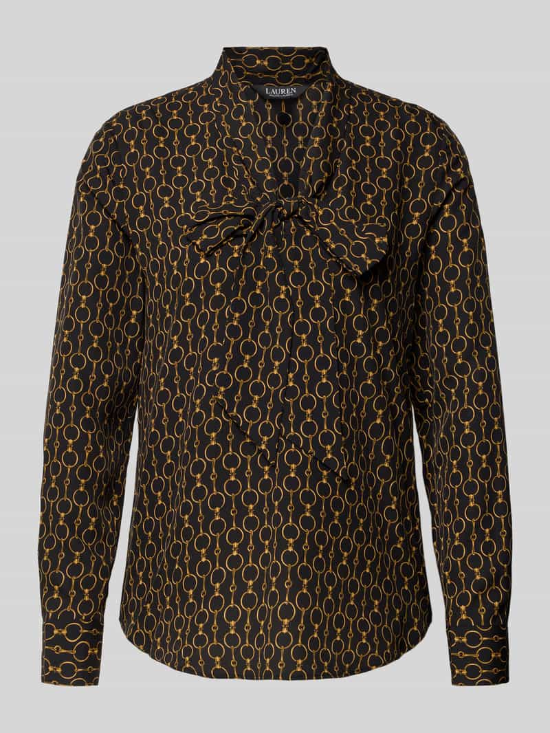 Lauren Ralph Lauren Regular Fit Schluppenbluse Modell 'YILVRAY' in Black, Größe L