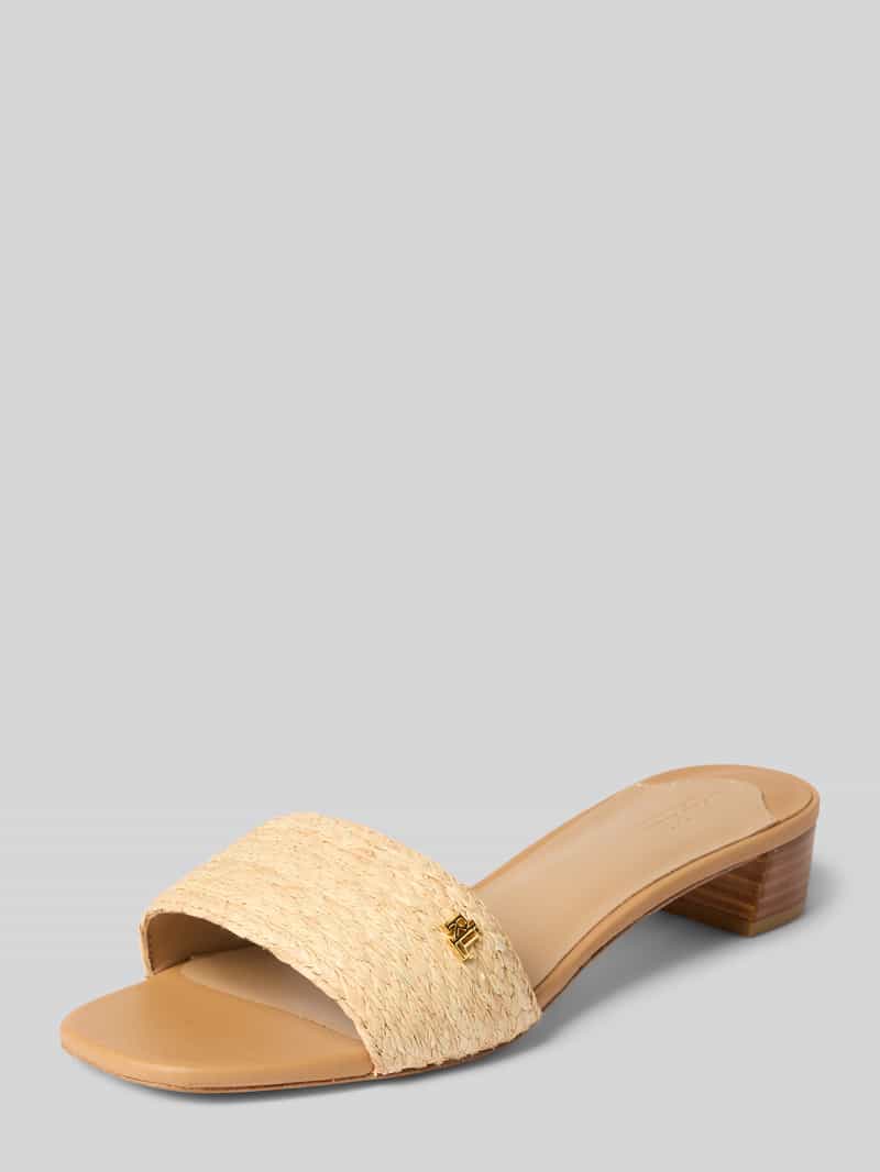 Lauren Ralph Lauren Slides mit Label-Detail Modell 'FAY' in Beige, Größe 38