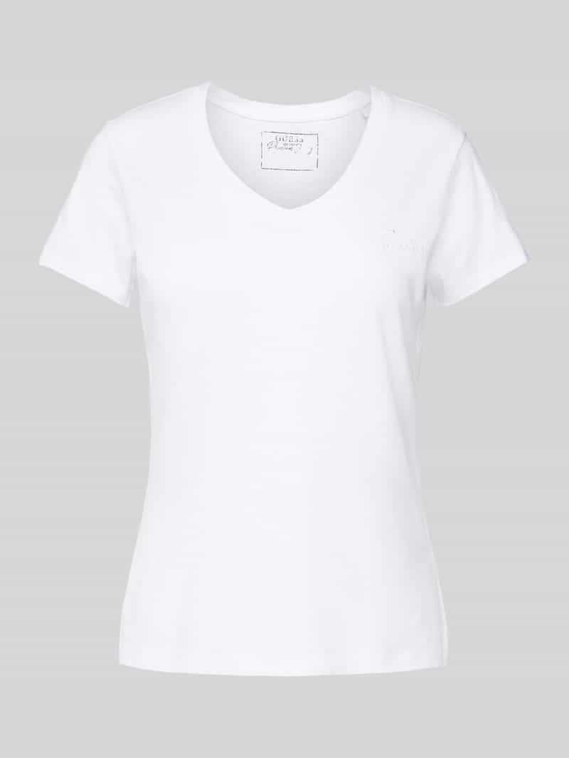 Guess T-Shirt mit Label-Stitching in Weiss, Größe M