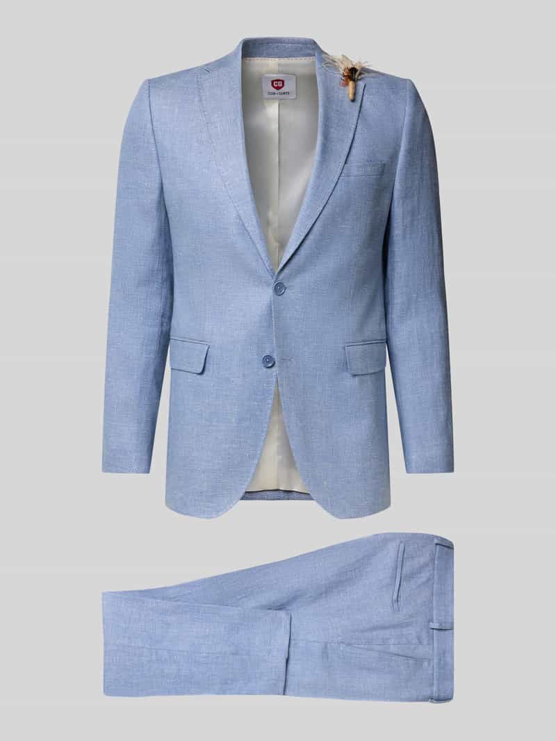 CG - Club of Gents Regular Fit Anzug aus Leinen-Mix Modell 'Marzotto' in Hellblau Melange, Größe 102