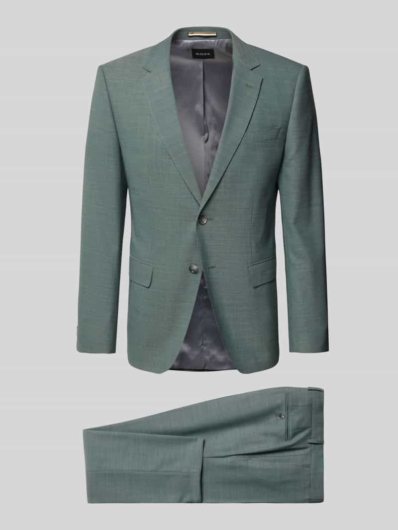 BOSS Slim Fit Anzug aus Schurwoll-Mix Modell 'H-HUGE-2Pcs-253' in Dunkelgruen, Größe 102