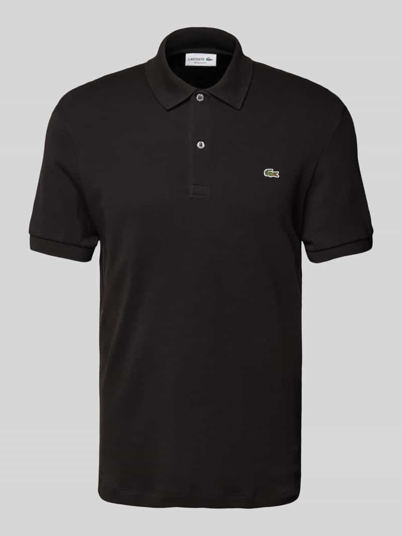 Lacoste Regular Fit Poloshirt mit Label-Detail in Black, Größe L