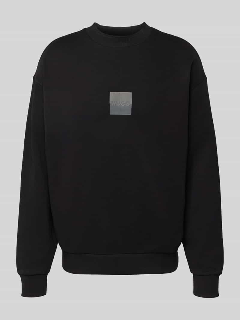 HUGO Sweatshirt mit Label-Print Modell 'Split Hugo' in Black, Größe L