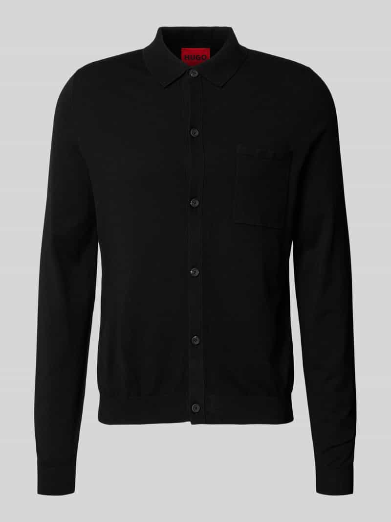 HUGO Regular Fit Strickjacke aus Viskose-Mix Modell 'SAN JORDAN-CV' in Black, Größe L