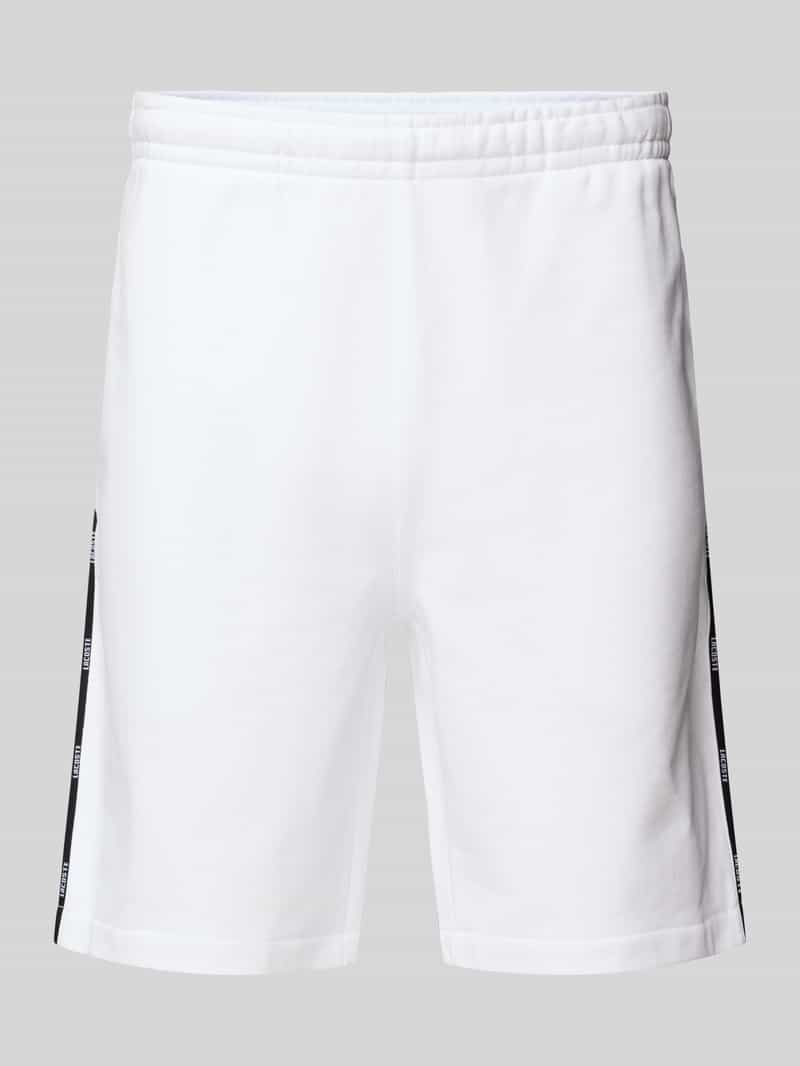 Lacoste Regular Fit Sweatshorts mit Galonstreifen in Weiss, Größe L