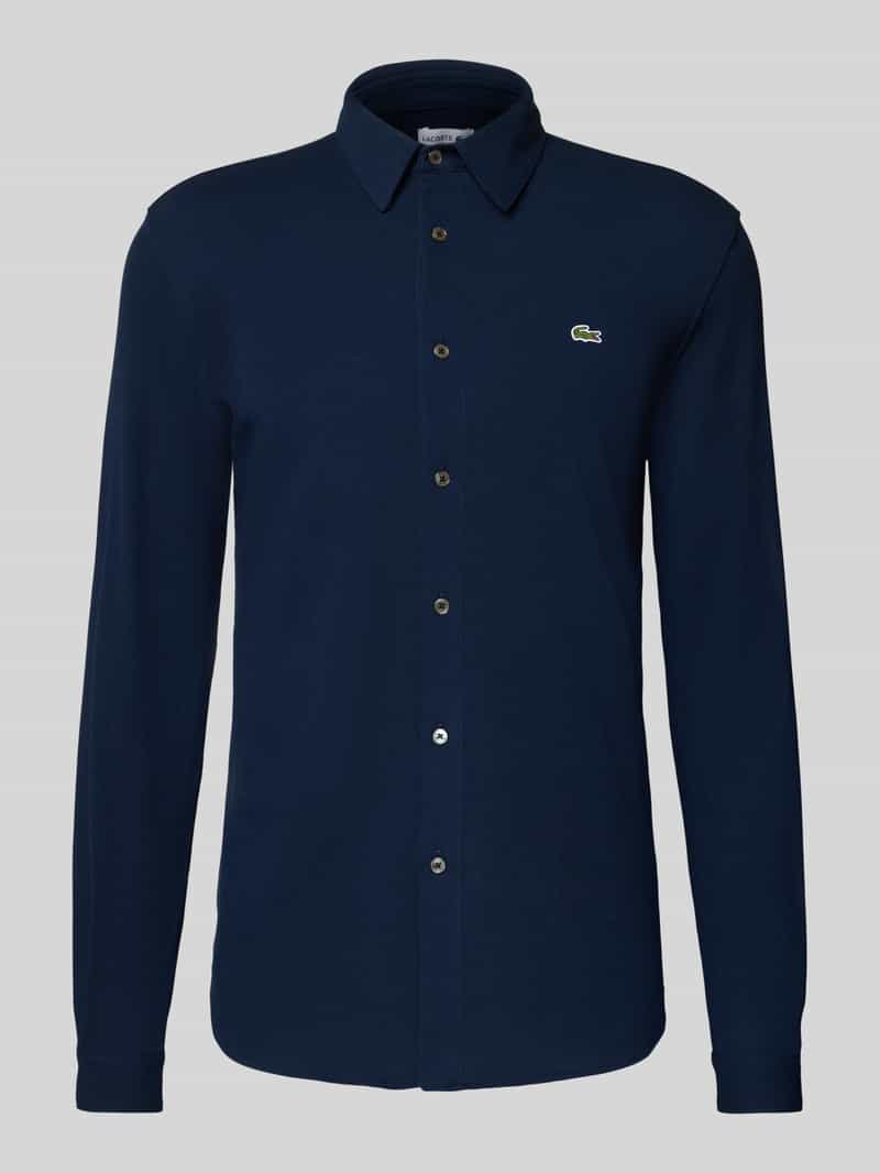 Lacoste Slim Fit Freizeithemd in Struktur-Optik in Blau, Größe 39