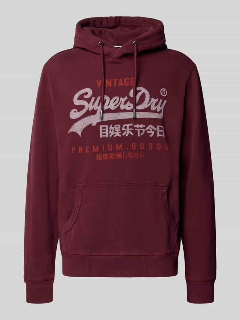 Superdry Hoodie mit Känguru-Tasche in Bordeaux, Größe L