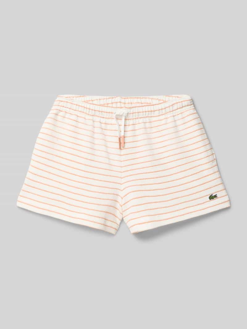Lacoste Bermudas mit Label-Details in Ecru, Größe 140