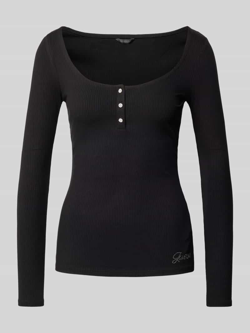 Guess Longsleeve in Ripp-Optik Modell 'KARLEE' in Black, Größe L
