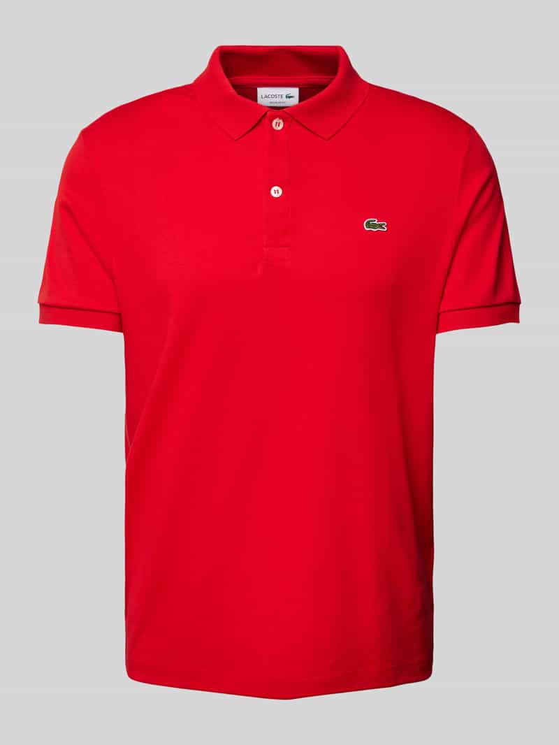 Lacoste Regular Fit Poloshirt mit Label-Detail in Rot, Größe L