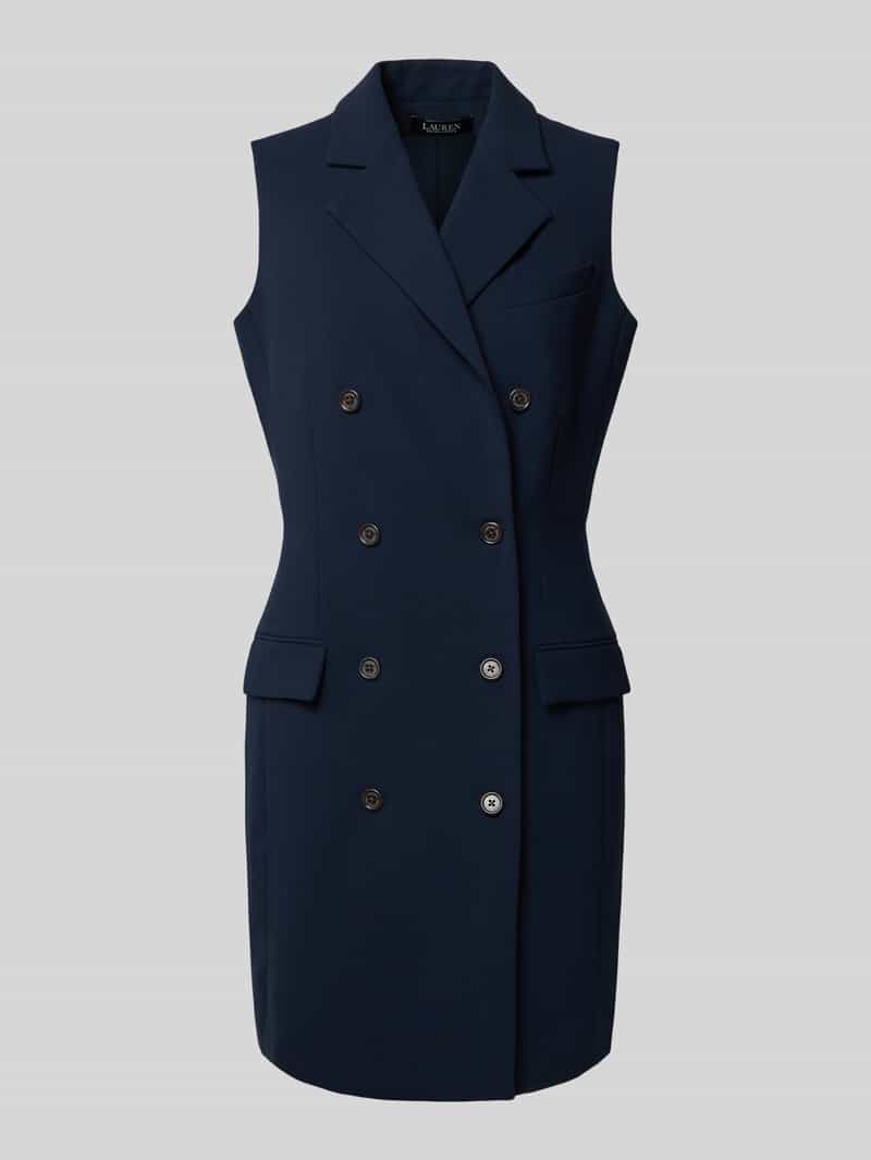 Lauren Ralph Lauren Minikleid mit Reverskragen und Pattentaschen Modell 'KEVONNA' in Marine, Größe 36