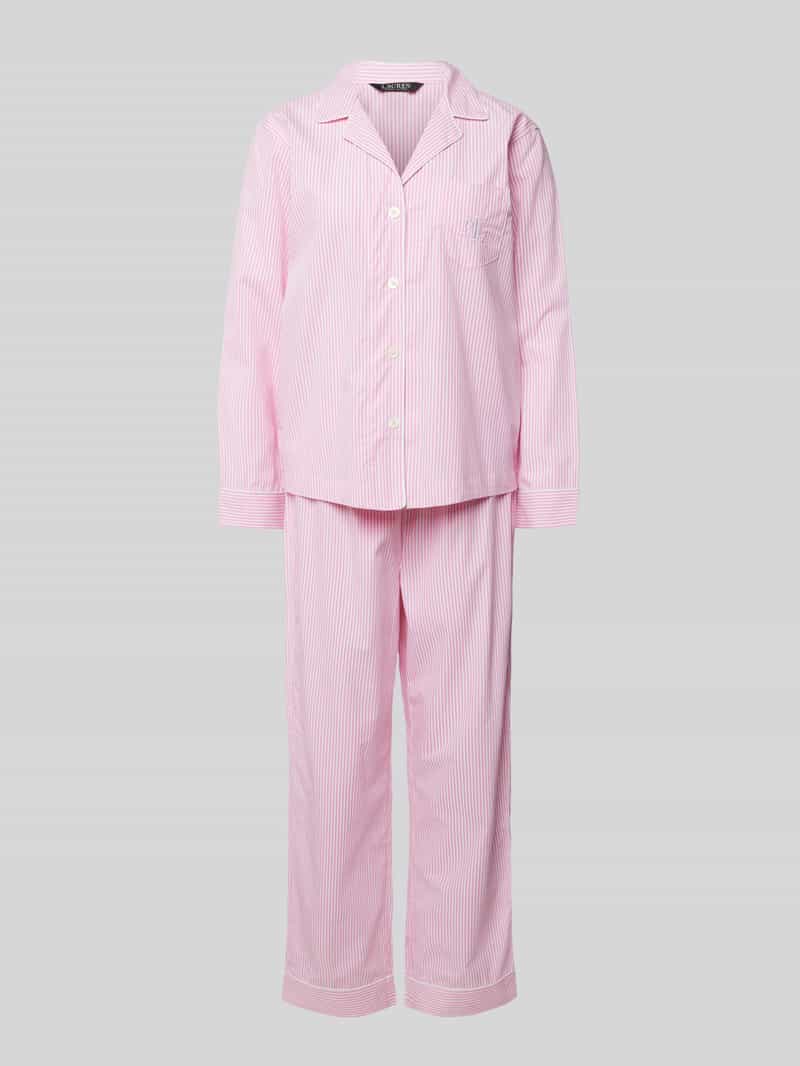Lauren Ralph Lauren Pyjama mit Brusttasche in Rosa, Größe L