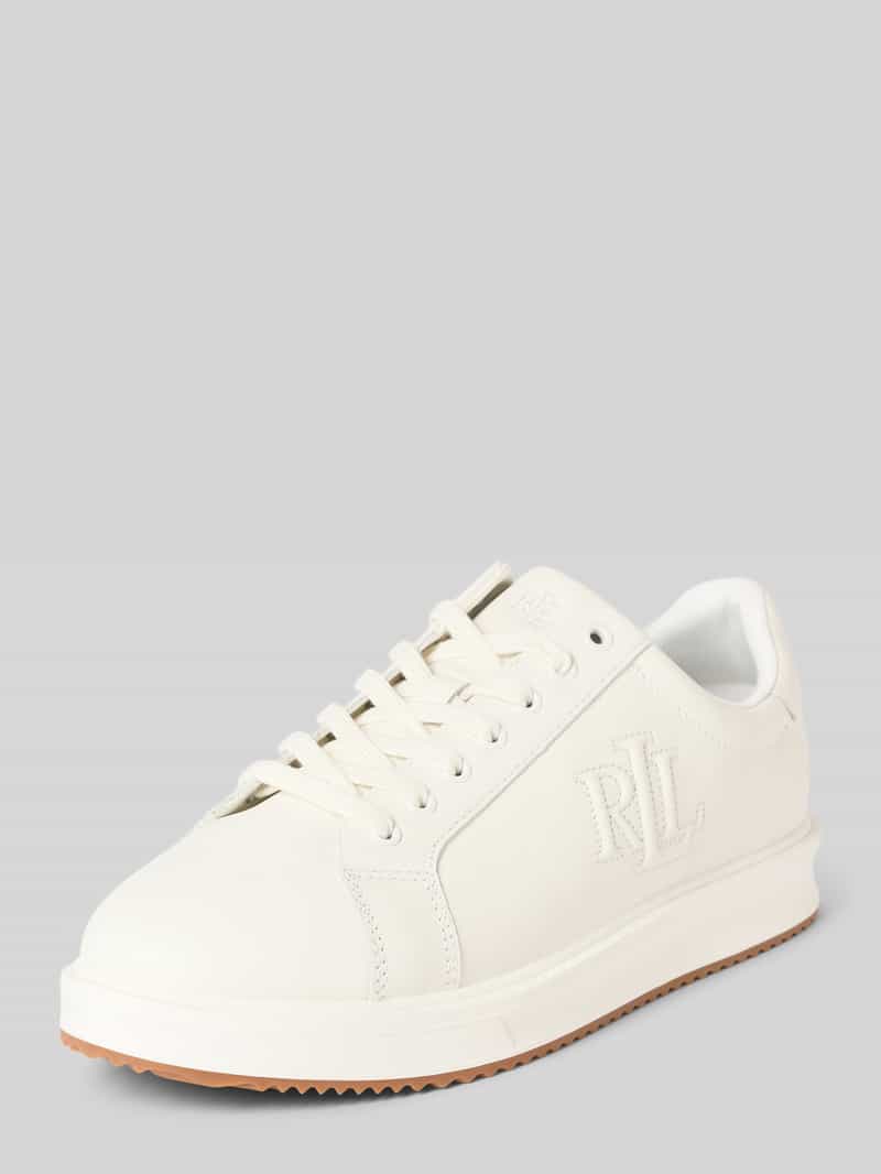 Lauren Ralph Lauren Sneaker aus echtem Leder mit Logo-Stitching Modell 'Ainsley' in Weiss, Größe 36