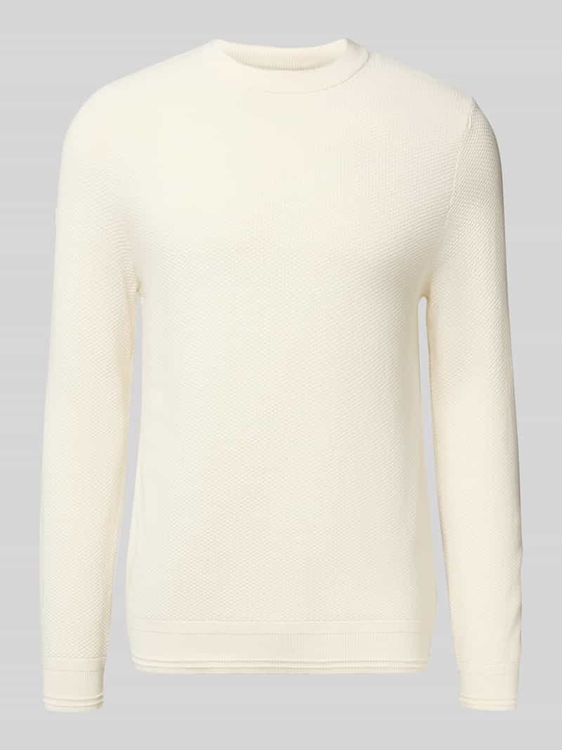 Superdry Strickpullover mit gerippten Abschlüssen in Offwhite, Größe L