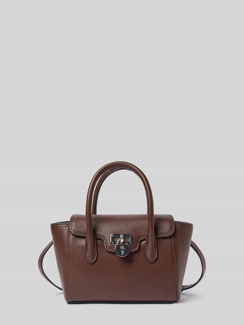 Lauren Ralph Lauren Handtasche aus Rindsleder mit Tragehenkeln in Dunkelbraun, Größe 1