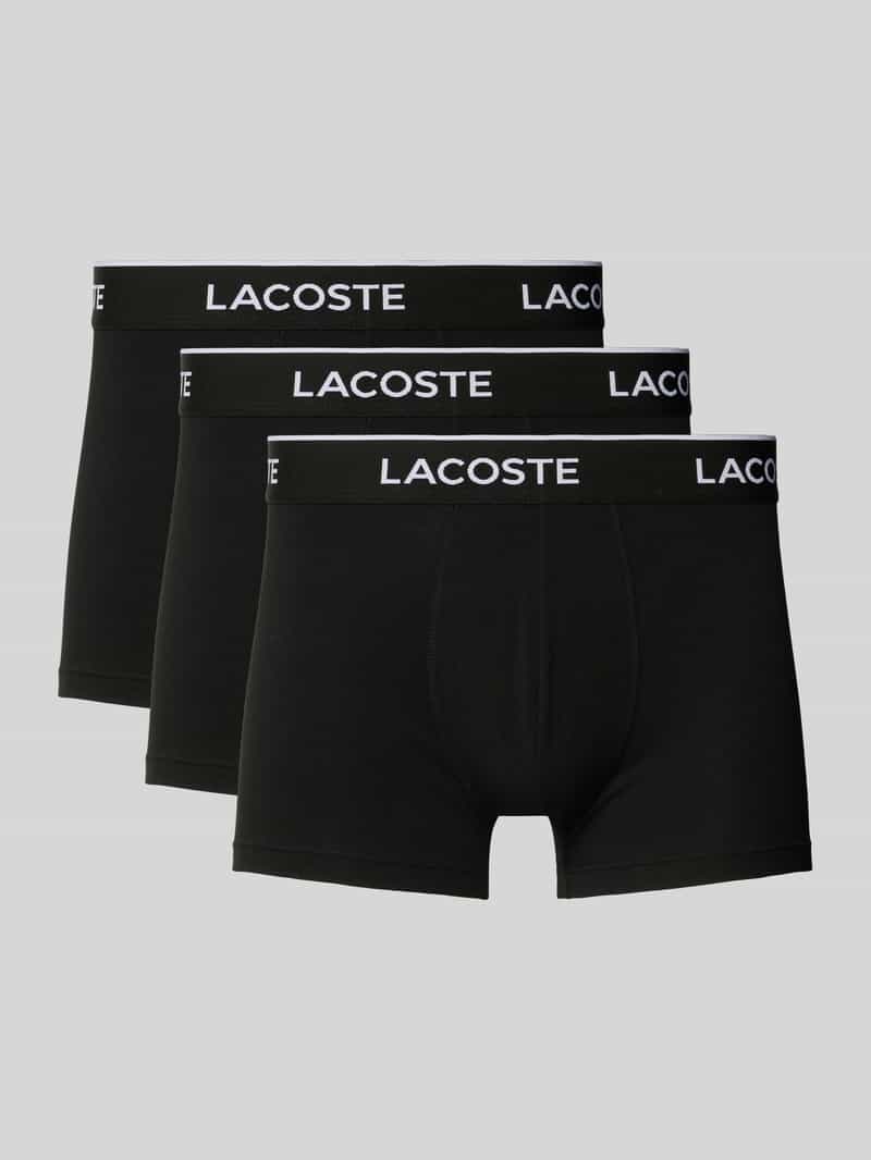 Lacoste Trunks mit elastischem Label-Bund im 3er-Pack in Black, Größe M