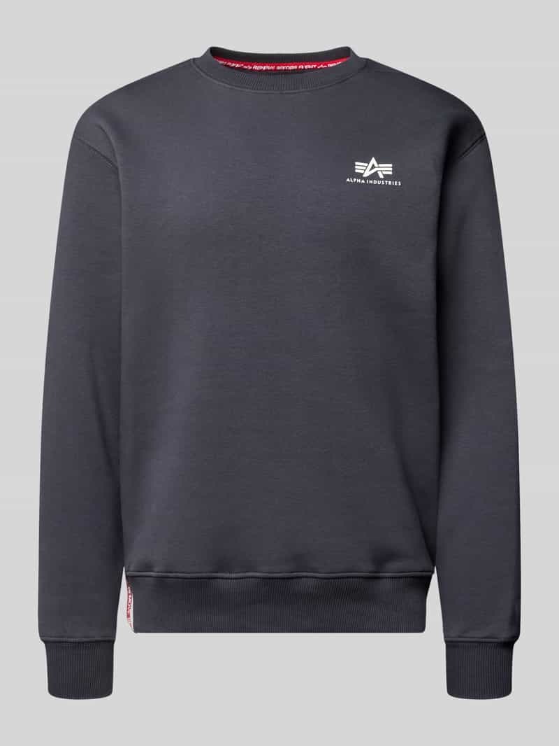 Alpha Industries Sweatshirt mit gerippten Abschlüssen in Dunkelblau, Größe L