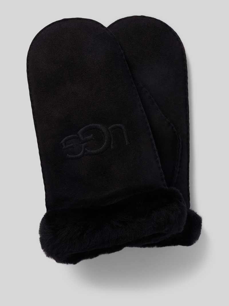 UGG Handschuhe aus Lammleder mit Label-Stitching in Black, Größe L/XL