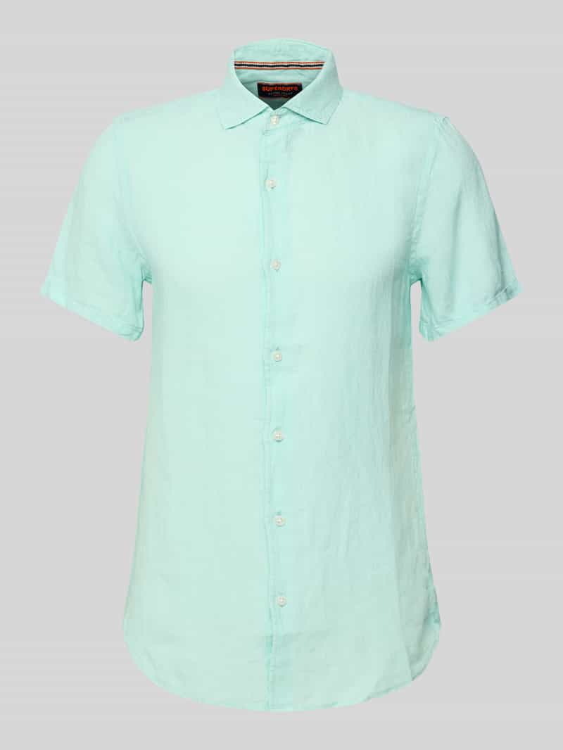 Superdry Regular Fit Freizeithemd aus reinem Leinen in Mint, Größe L