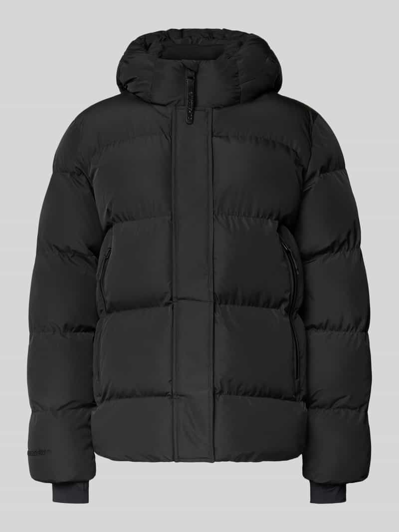 Superdry Steppjacke mit verdecktem Reißverschluss und Kapuze in Black, Größe L
