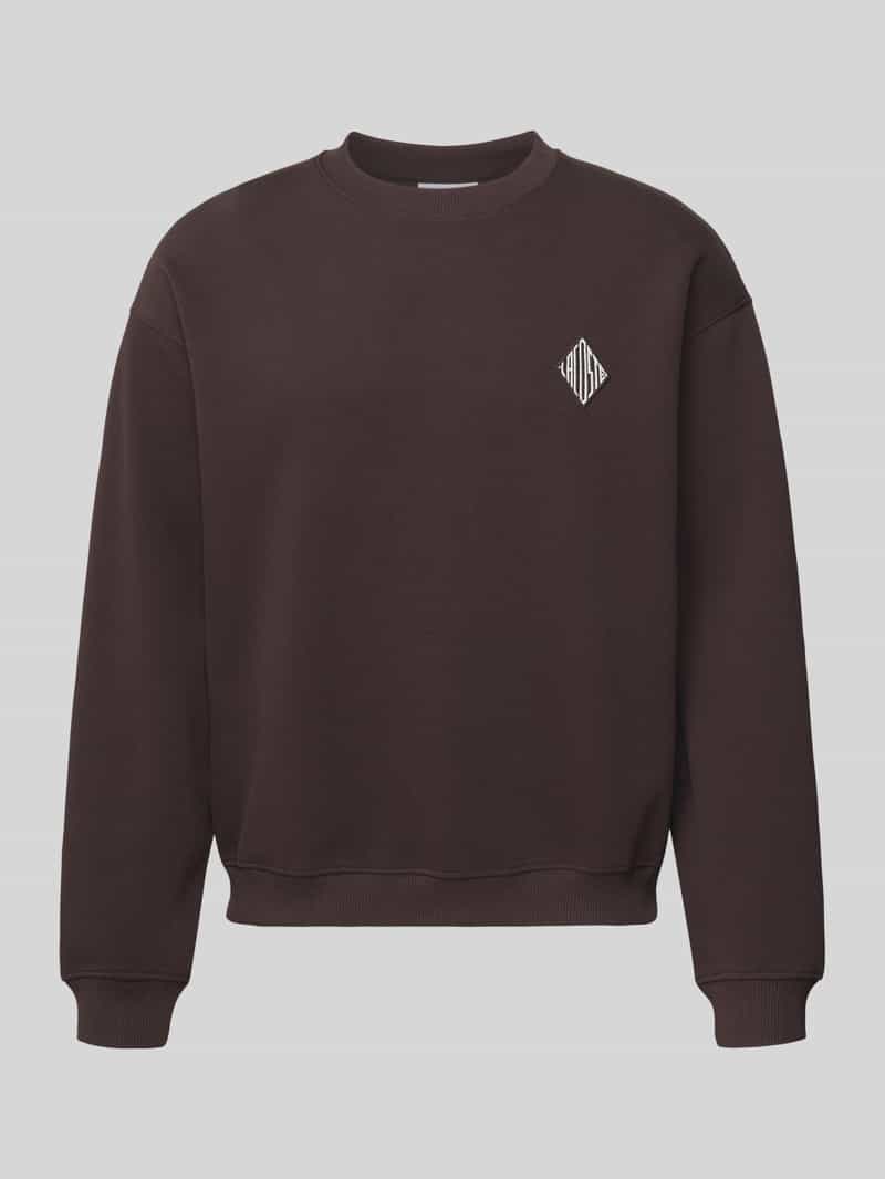 Lacoste Loose Fit Sweatshirt aus Baumwoll-Mix in Schoko, Größe L