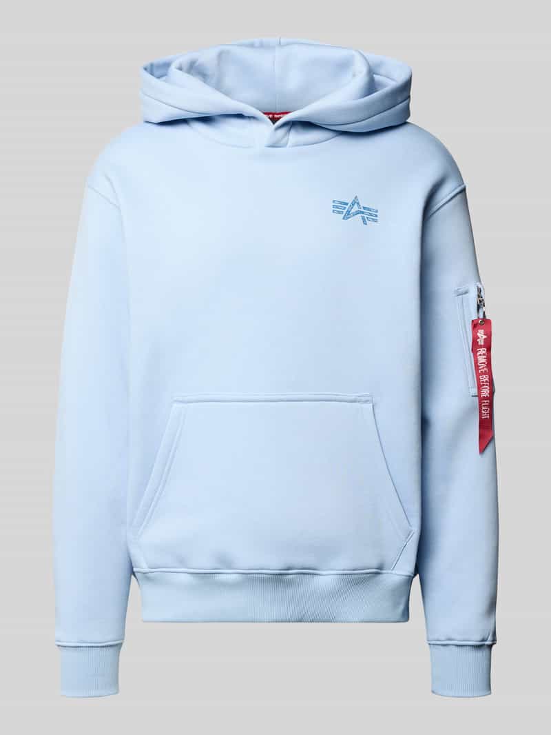 Alpha Industries Hoodie mit Label-Details in Hellblau, Größe XXL