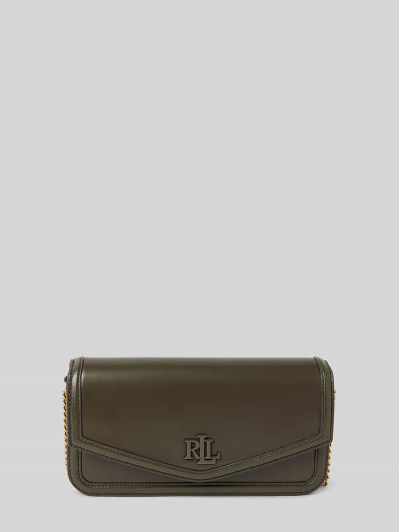 Lauren Ralph Lauren Umhängetasche aus Schafsleder mit Label-Detail Modell 'SAWYER' in Oliv, Größe 1