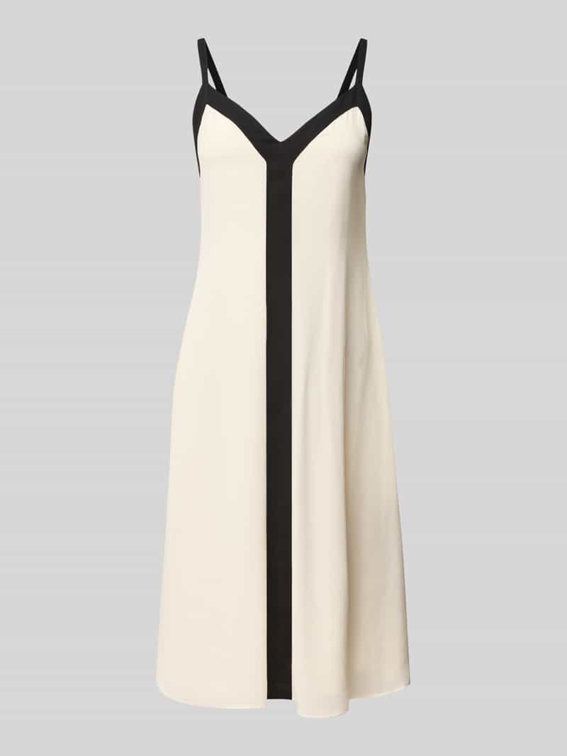 Lauren Ralph Lauren Minikleid mit V-Ausschnitt Modell 'KOLORA' in Offwhite, Größe 44