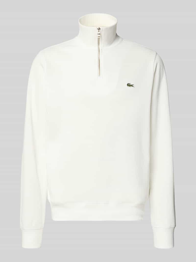 Lacoste Regular Fit Troyer aus reiner Baumwolle in Offwhite, Größe L