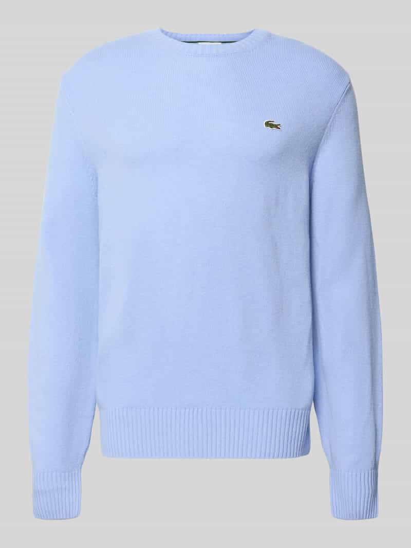 Lacoste Regular Fit Strickpullover aus reiner Wolle in Hellblau, Größe L