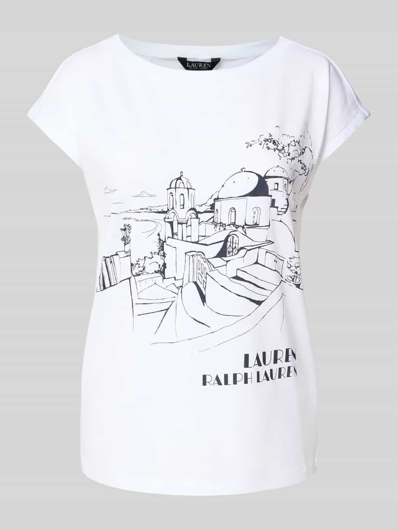 Lauren Ralph Lauren T-Shirt mit Label-Print Modell 'GRIETA' in Weiss, Größe L