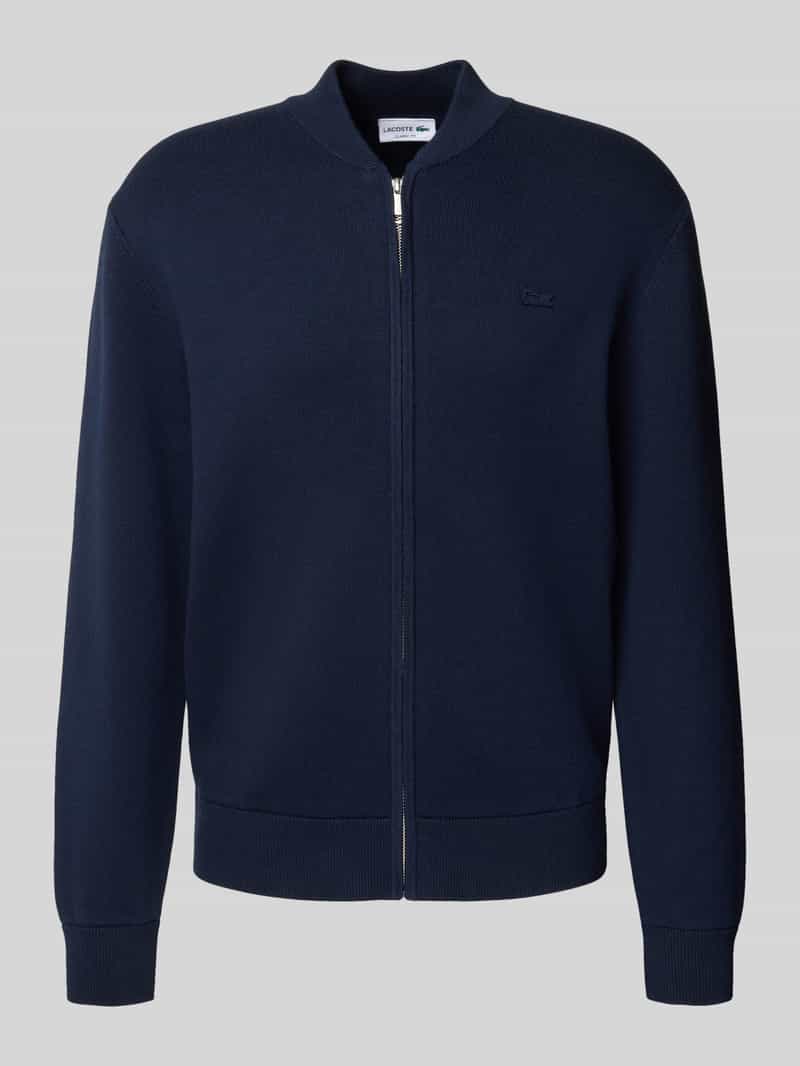 Lacoste Regular Fit Strickjacke aus Baumwoll-Mix in Marine, Größe L