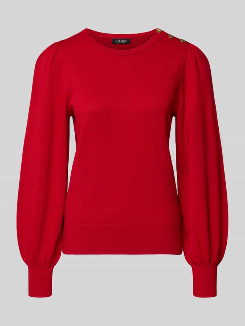 Lauren Ralph Lauren Strickpullover mit Knöpfen Modell 'DONTREY' in Rot, Größe XL
