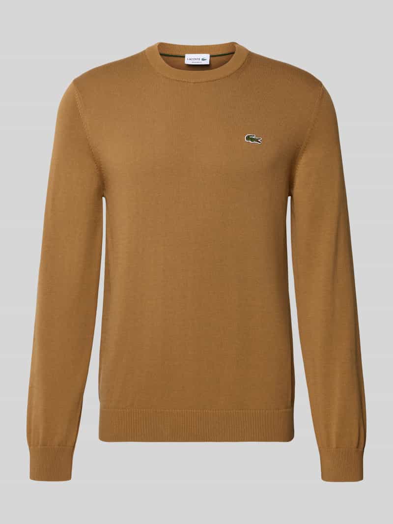 Lacoste Regular Fit Strickpullover aus Baumwoll-Mix in Camel, Größe XXXL