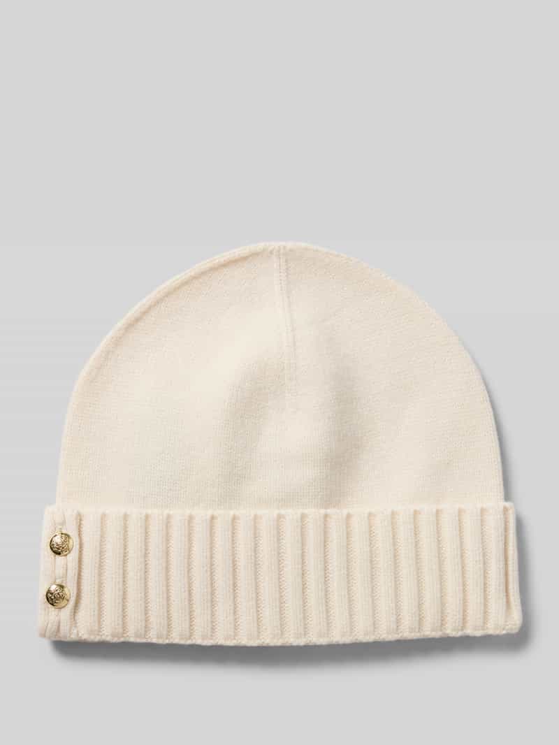 Lauren Ralph Lauren Beanie mit Label-Detail in Offwhite, Größe 1