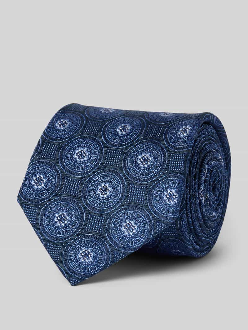 Monti Seidenkrawatte mit Overall-Print (7 cm) in Marine, Größe 1