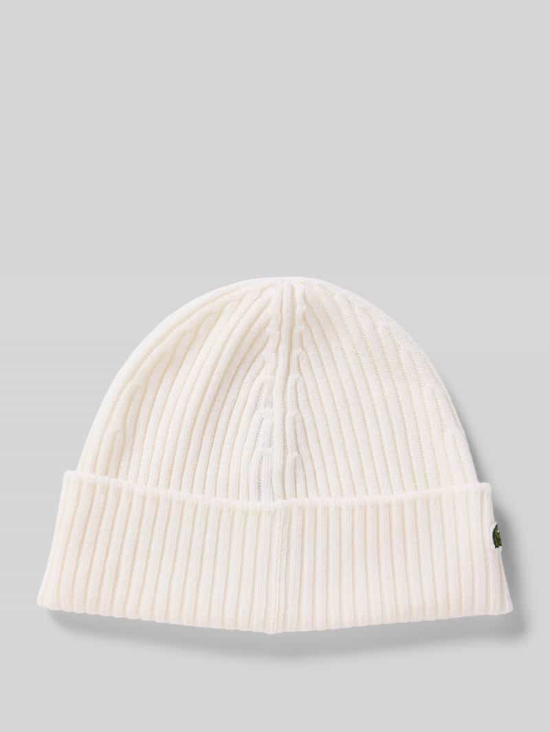 Lacoste Mütze aus reiner Wolle in Offwhite, Größe 1