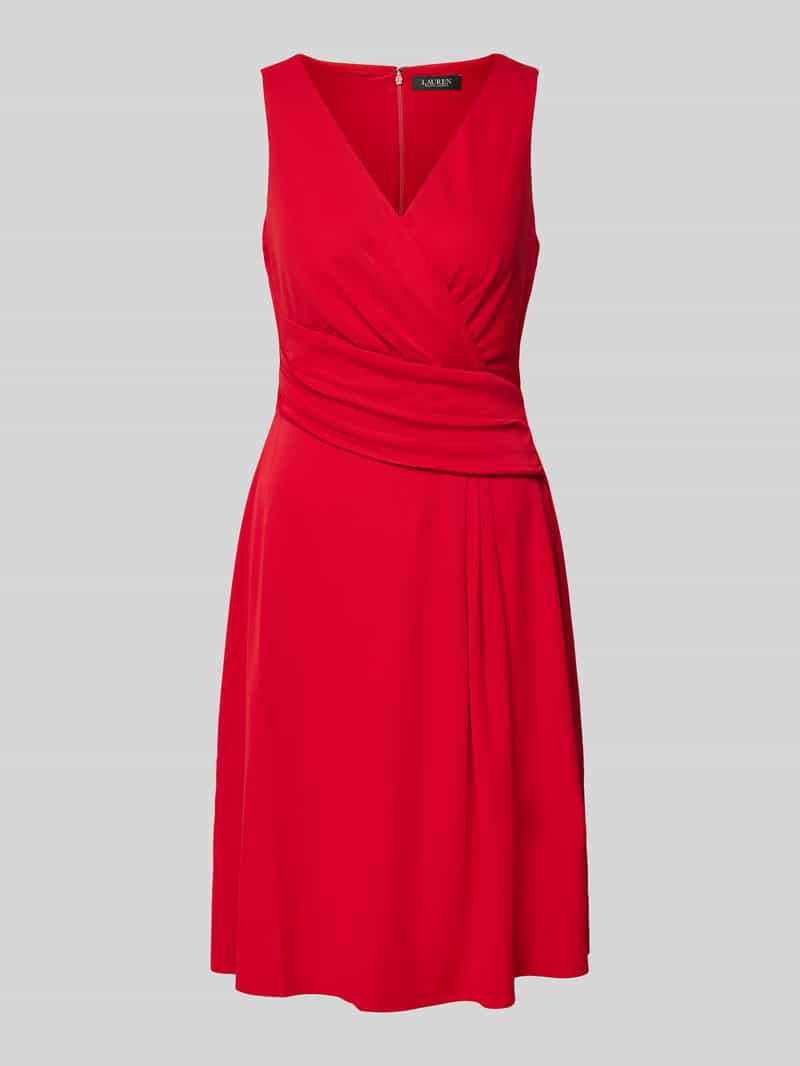 Lauren Ralph Lauren Knielanges Kleid in Wickel-Optik Modell 'AFARA' in Rot, Größe 34