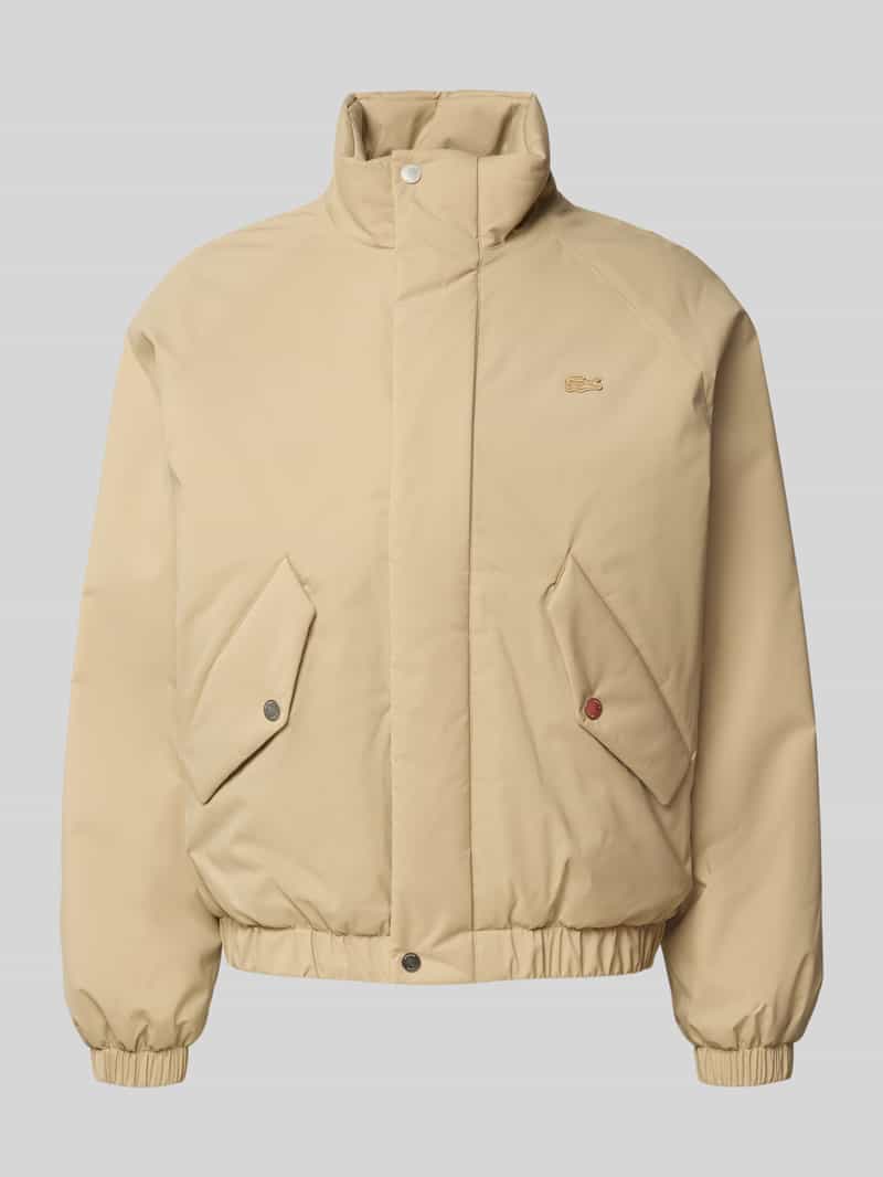 Lacoste Regular Fit Bomberjacke mit Stehkragen in Beige, Größe 48