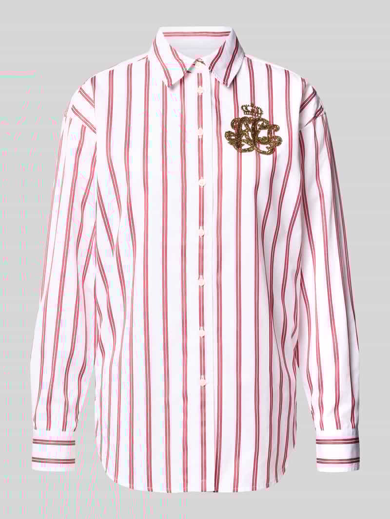 Lauren Ralph Lauren Regular Fit Hemdbluse mit Label-Applikation Modell 'KOTTA' in Rot Melange, Größe L