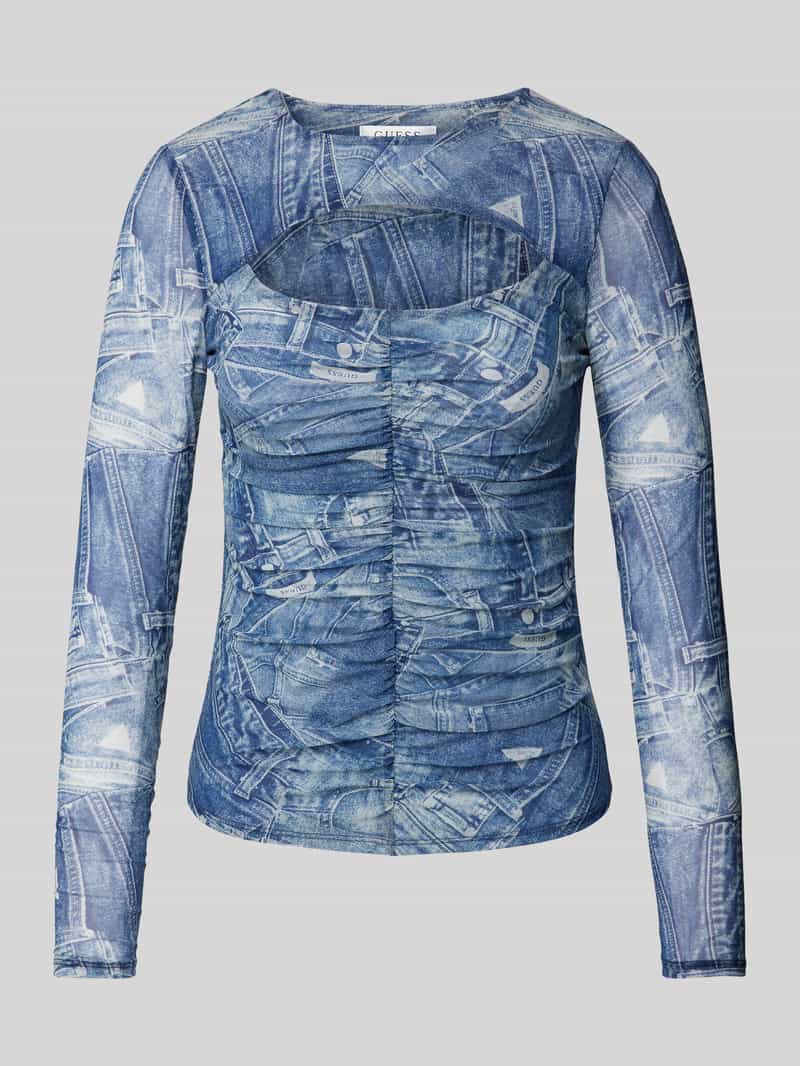 Guess Longsleeve mit Cut Out Modell 'BRIENNA' in Jeansblau, Größe L