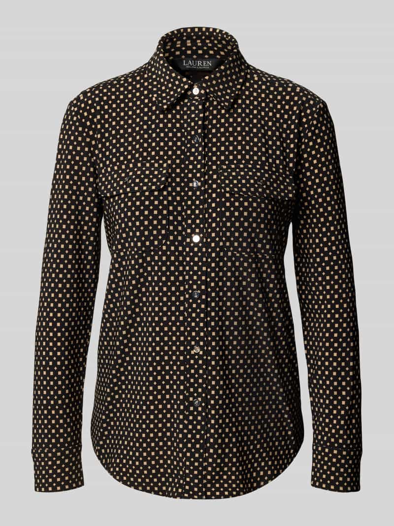 Lauren Ralph Lauren Slim Fit Hemdbluse mit Umlegekragen Modell 'Corwin' in Black, Größe L