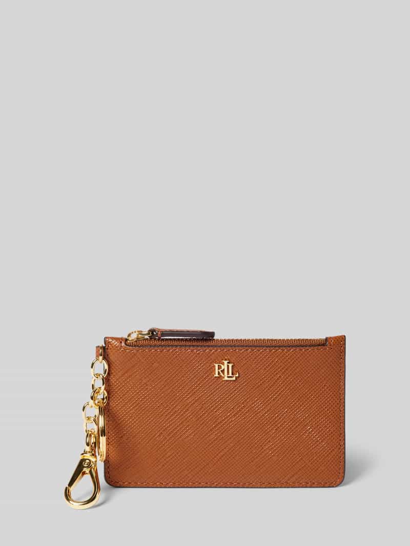 Lauren Ralph Lauren Kartenetui aus Rindsleder mit Schlüsselring und Karabiner in Cognac, Größe 1
