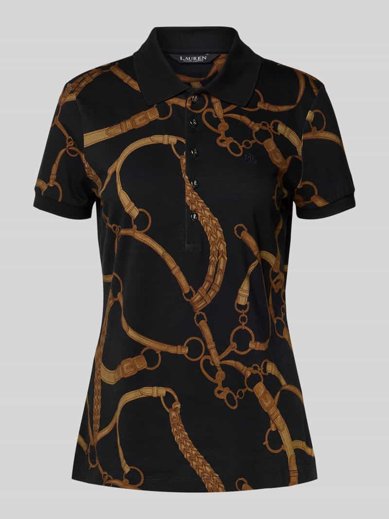 Lauren Ralph Lauren Slim Fit Poloshirt mit Label-Stitching in Black, Größe M