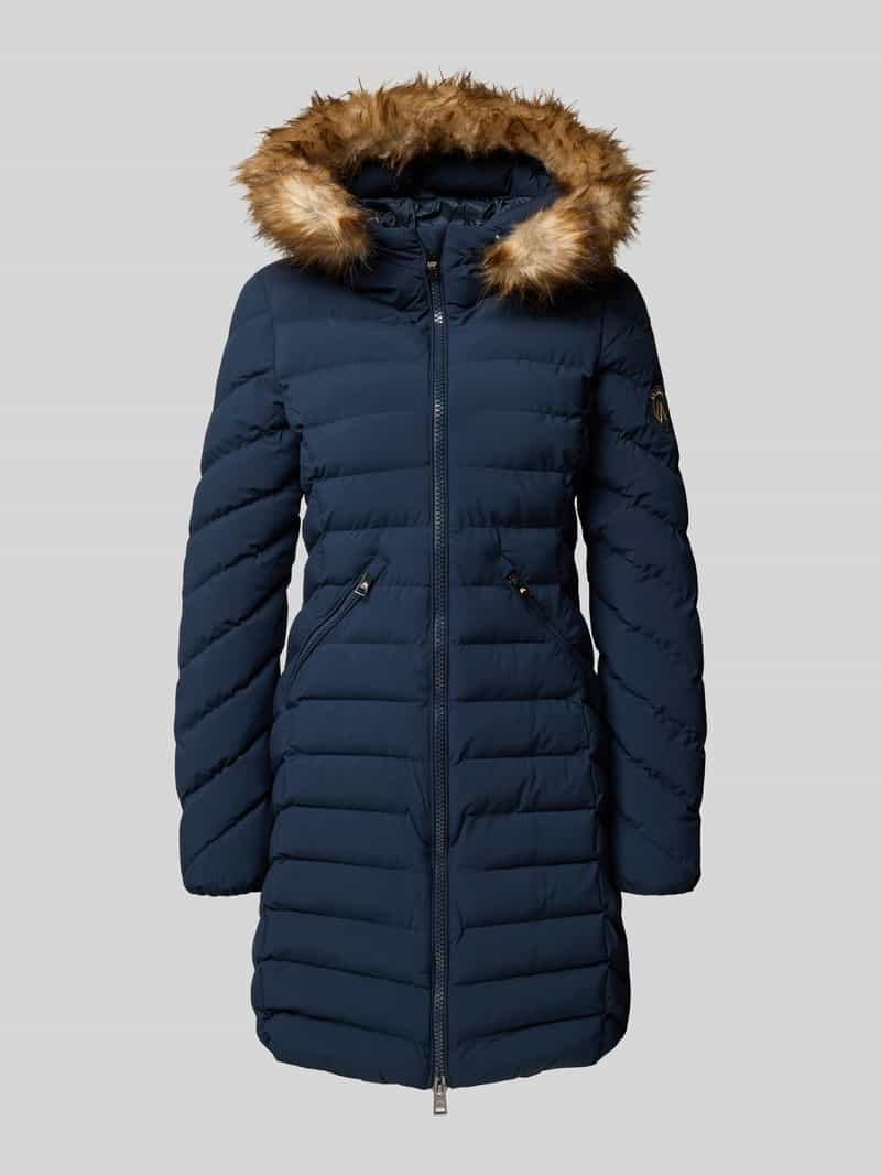 Superdry Regular Fit Steppmantel mit Kunstfellbesatz Modell 'Fuji' in Marine, Größe L