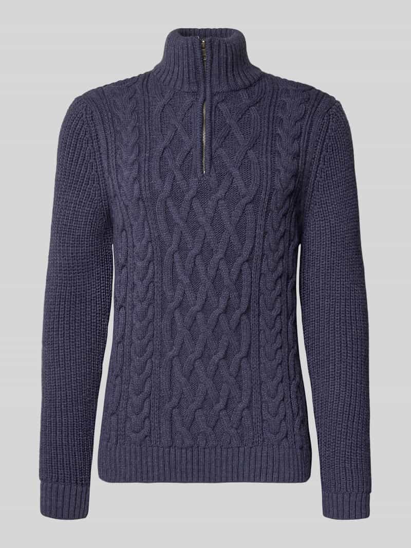 Superdry Strickpullover mit gerippten Abschlüssen in Royal, Größe L
