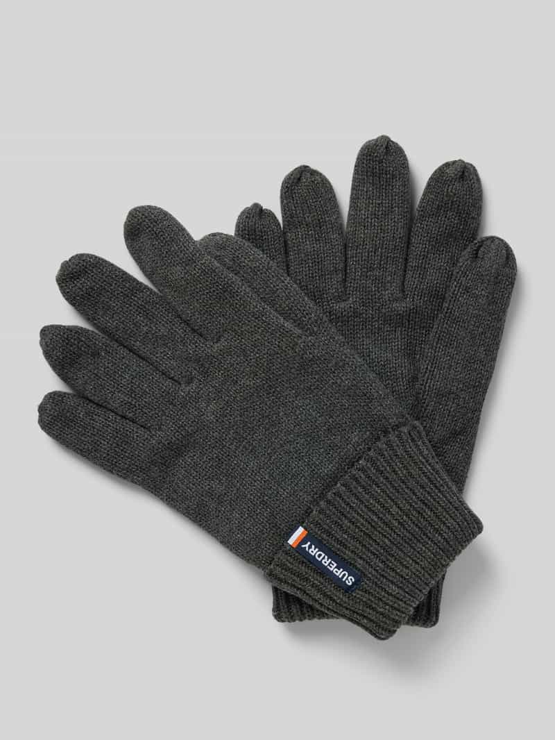 Superdry Handschuhe mit Label-Detail Modell 'VINTAGE' in Anthrazit, Größe 1
