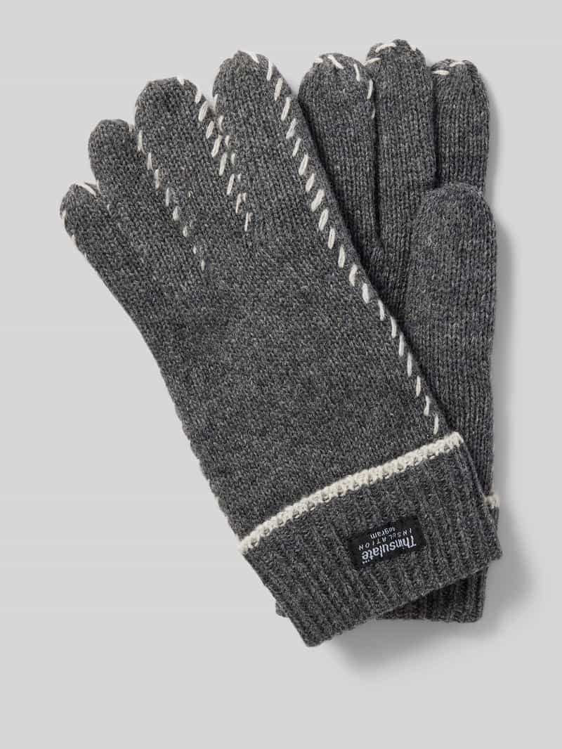 Handschuhe aus Wolle mit Label-Detail