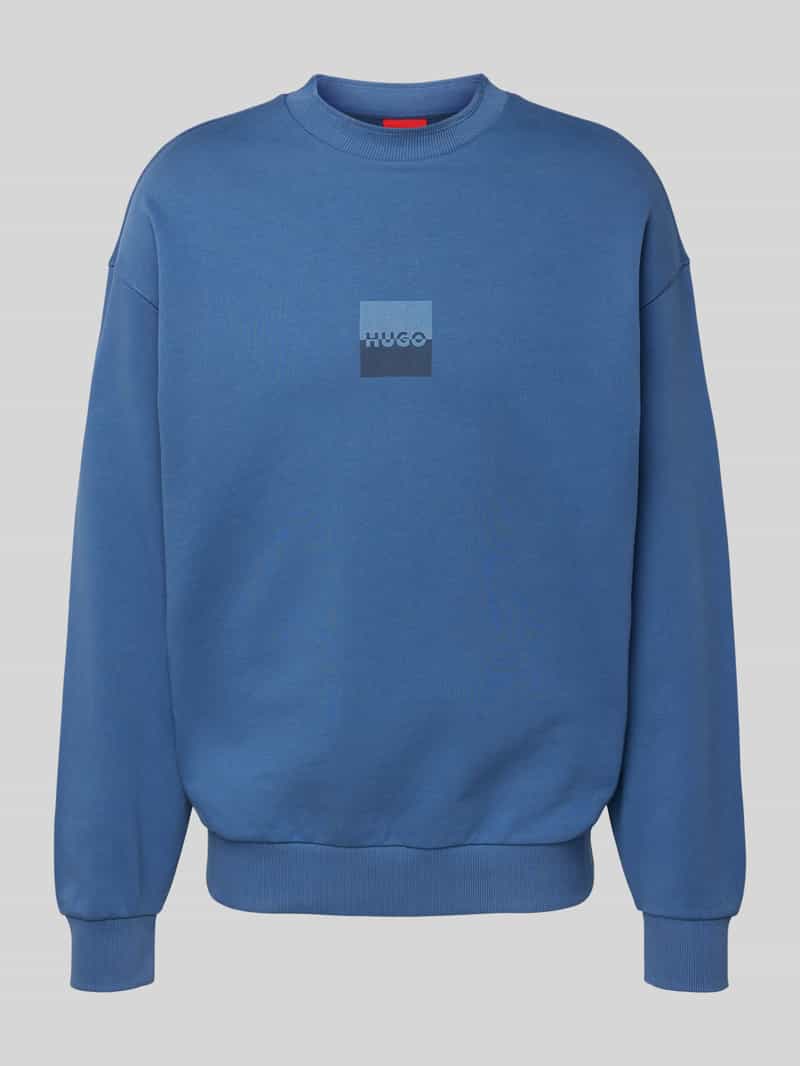 HUGO Sweatshirt mit Label-Print Modell 'Split Hugo' in Rauchblau, Größe L